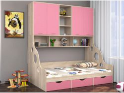 Кровать с антресолью Дельта-21.11 розовая