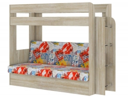 Двухъярусная кровать с диваном Карамель 75 сонома-арт