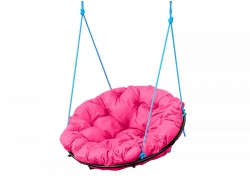 Кресло Папасан подвесное каркас чёрный-подушка розовая