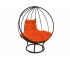 Кресло Кокон Круглый на подставке каркас чёрный-подушка оранжевая