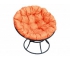 Кресло Папасан без ротанга каркас чёрный-подушка оранжевая