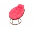 Кресло Папасан мини без ротанга каркас коричневый-подушка розовая