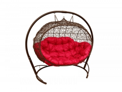 Подвесной диван Кокон Улей каркас коричневый-подушка красная