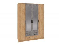 Шкаф четырехдверный Асти дуб крафт золотой/ателье светлое